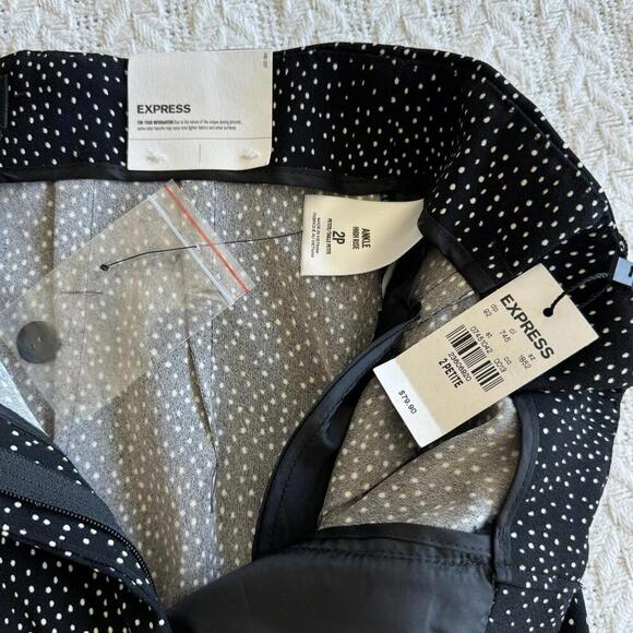 Express Women's Polka Dot Ankle Trousers Pants - Size 2P - Picture 4 of 9